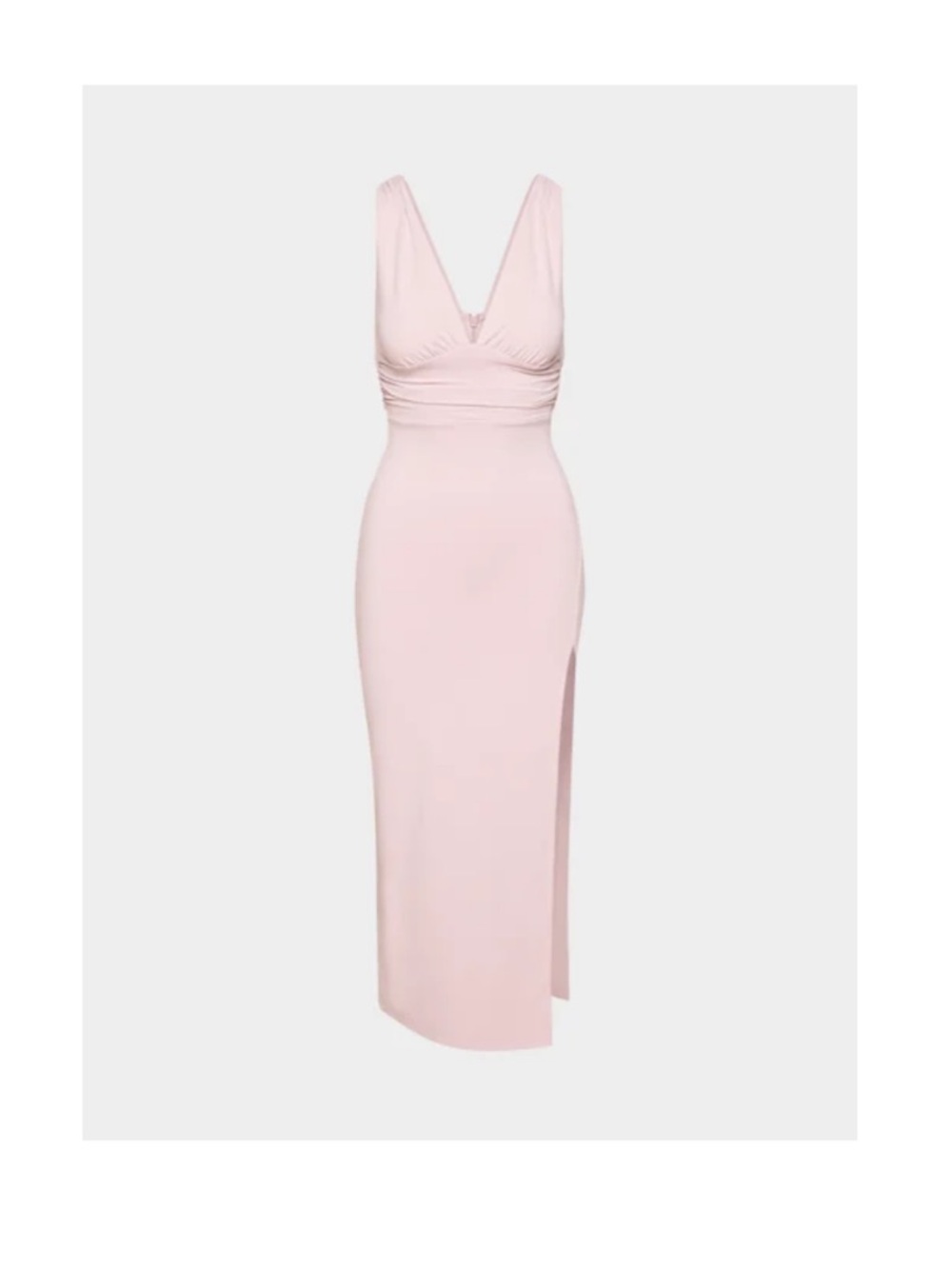 Aritzia Sleeveless V-Neck Blush Dress with Side Slit